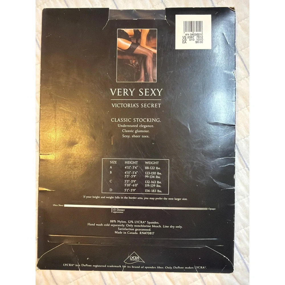 Victorias Secret Very Sexy Classic Stocking 15 Denier Black Size A Sheer Toe NIP
